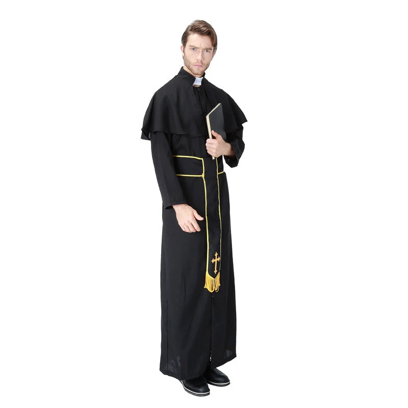 Adult Mens Deluxe Priest Costume For Halloween/Stage Performance/Party - Image 3