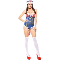 Red Bow Sexy Navy Sailor Costume -Procosplayshop Adult Women Red Bow Sexy Navy Sailor Costume 5