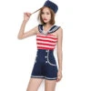 Stripe Jumpsuit Navy Sailor Costume -Procosplayshop Adult Women Stripe Jumpsuit Navy Sailor Costume 3