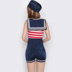 Stripe Jumpsuit Navy Sailor Costume -Procosplayshop Adult Women Stripe Jumpsuit Navy Sailor Costume 4