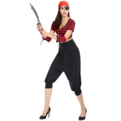 Adult Womens Deckhand Darling One-eyed Pirate Costume Halloween/Stage Performance/Party -Procosplayshop Adult Womens Deckhand Darling One eyed Pirate Costume 4