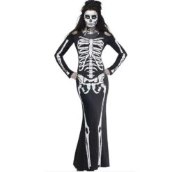 Adults Women Skeleton Halloween Cosplay Costume Long Dress -Procosplayshop Adults Women Skeleton Halloween Cosplay Costume Long Dress 3