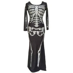 Adults Women Skeleton Halloween Cosplay Costume Long Dress -Procosplayshop Adults Women Skeleton Halloween Cosplay Costume Long Dress 4
