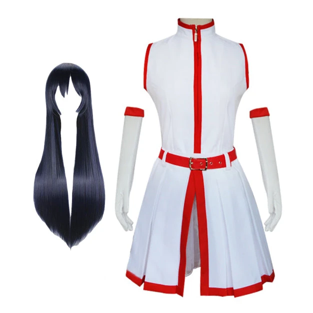 Anime Akame Ga Kill! Akame Cosplay Costume White Dress With Wigs Full Set Halloween Costume 3 Anime Akame Ga Kill! Akame Cosplay Costume White Dress With Wigs Full Set Halloween Costume