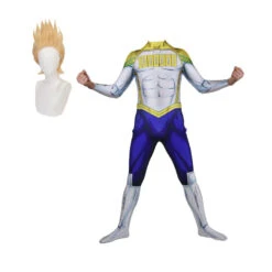 Anime Boku No Hero / My Hero Academia Lemillion Mirio Togata Zentai Costume With Wigs Set Halloween Jumpsuit Costume Set