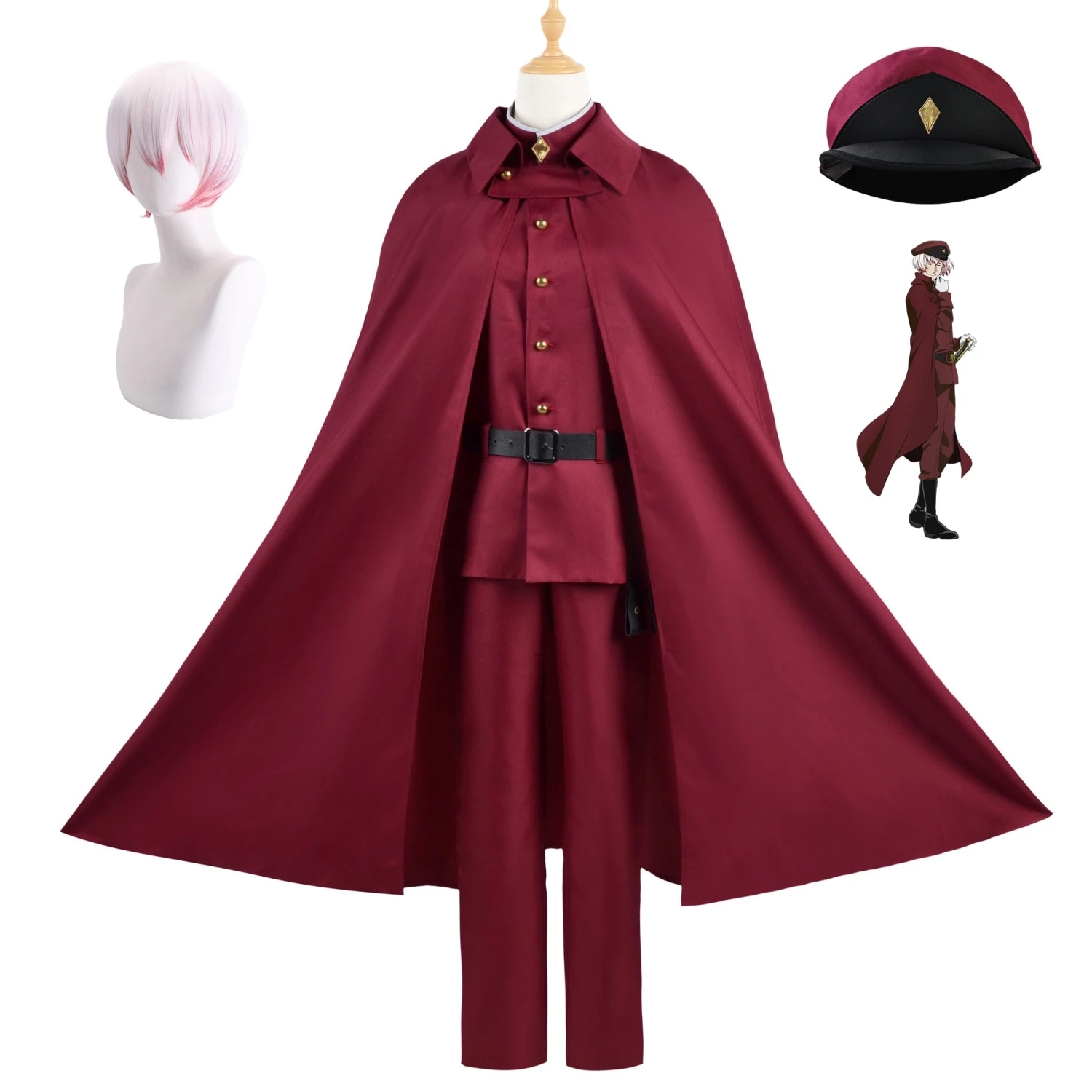 Anime Bungou Stray Dogs Saigiku Jono Cosplay Costume With Wigs Full Set Halloween Outfit 3 Anime Bungou Stray Dogs Saigiku Jono Cosplay Costume With Wigs Full Set Halloween Outfit