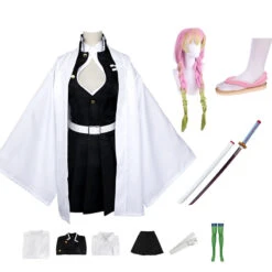 Anime Mitsuri Kanroji Costume+Wigs+Shoes+Weapon Sword Whole Set Halloween Costume Set