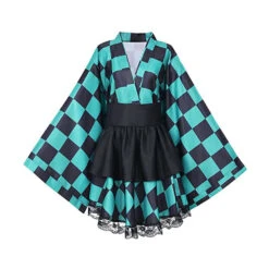 Anime Tanjiro Kamado Female Version Costume Lolita Dress Halloween Women Girls Cosplay Dress