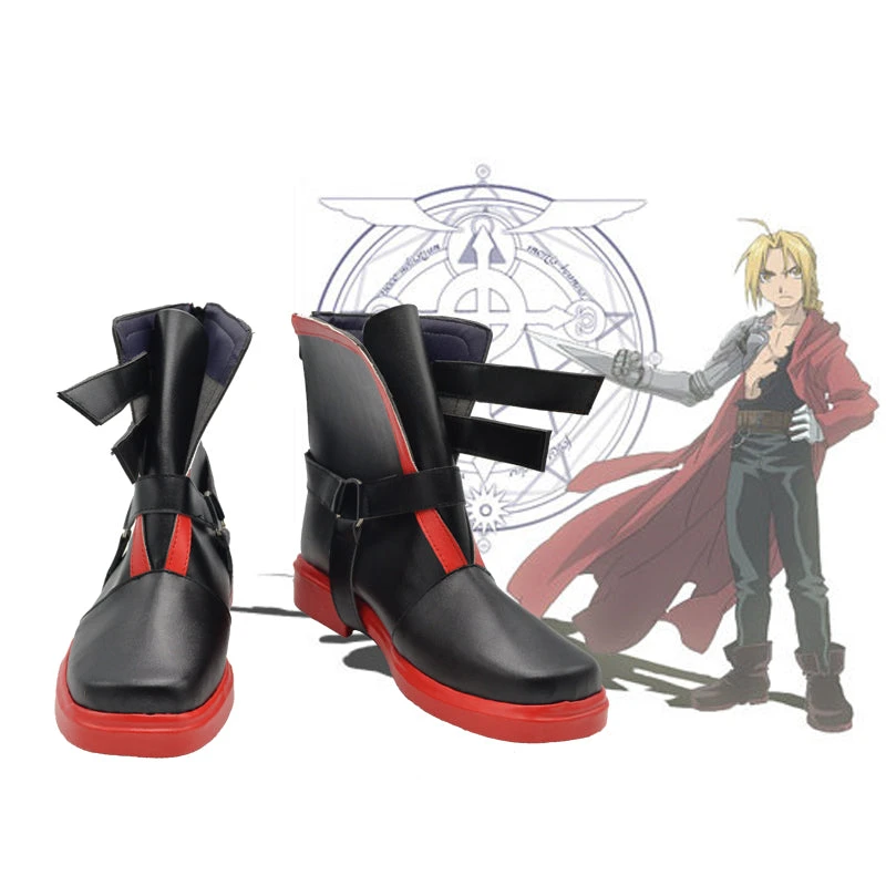 Fullmetal Alchemist Edward Elric Whole Set Costume With Wigs And PU Boots Halloween Carnival Cosplay Outfit Set 4 Fullmetal Alchemist Edward Elric Whole Set Costume With Wigs And PU Boots Halloween Carnival Cosplay Outfit Set - Image 2