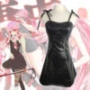 Anime Future Diary Cosplay Yuno Gasai Black PU Dress Costume 2 Anime Future Diary Cosplay Yuno Gasai Black PU Dress Costume -Procosplayshop AnimeFutureDiaryCosplayYunoGasaiBlackPUDressCostume 1