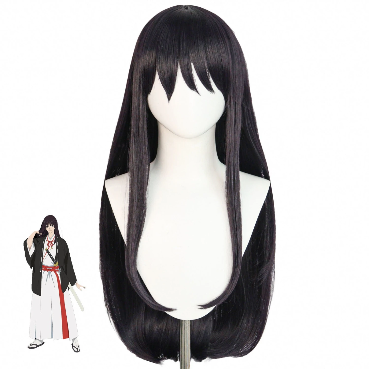 Anime Hell's Paradise: Jigokuraku Aza Toma Costume Wigs Black Long Wigs 3 Anime Hell's Paradise: Jigokuraku Aza Toma Costume Wigs Black Long Wigs