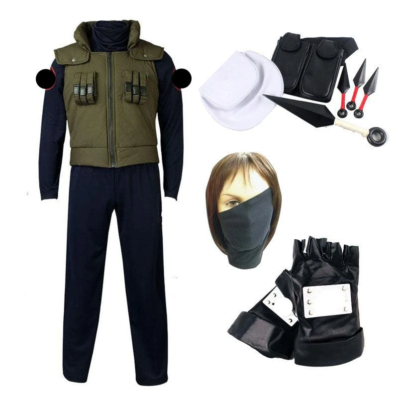 Anime Cosplay Hatake Kakashi Costume Uniform With Props 10 Pieces Full Set Halloween Costume Outfit 3 Anime Cosplay Hatake Kakashi Costume Uniform With Props 10 Pieces Full Set Halloween Costume Outfit