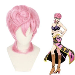 Anime JoJo's Bizarre Adventure Cospaly Golden Wind Trish Una Cosplay Wigs Pink Short Wigs