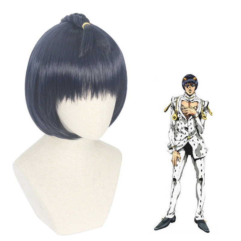 Anime JoJo's Bizarre Adventure Golden Wind Bruno Bucciarati Cosplay Wigs Black Short Wigs 4 Anime JoJo's Bizarre Adventure Golden Wind Bruno Bucciarati Cosplay Wigs Black Short Wigs - Image 2