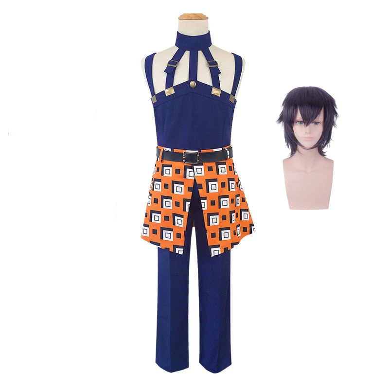 Anime JoJo's Bizarre Adventure Golden Wind Narancia Ghirga Full Set Cosplay Costume With Wigs And Headband Halloween Cosplay Outfit 3 Anime JoJo's Bizarre Adventure Golden Wind Narancia Ghirga Full Set Cosplay Costume With Wigs And Headband Halloween Cosplay Outfit