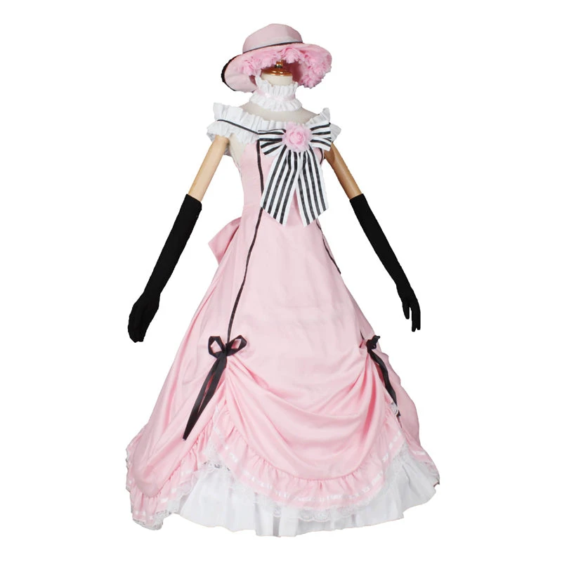 Black Butler Ciel Phantomhive Female Pink Cosplay Costume Lolita Dress With Hat 4 Black Butler Ciel Phantomhive Female Pink Cosplay Costume Lolita Dress With Hat - Image 2