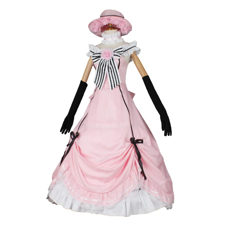 Black Butler Ciel Phantomhive Female Pink Cosplay Costume Lolita Dress With Hat 6 Black Butler Ciel Phantomhive Female Pink Cosplay Costume Lolita Dress With Hat - Image 4