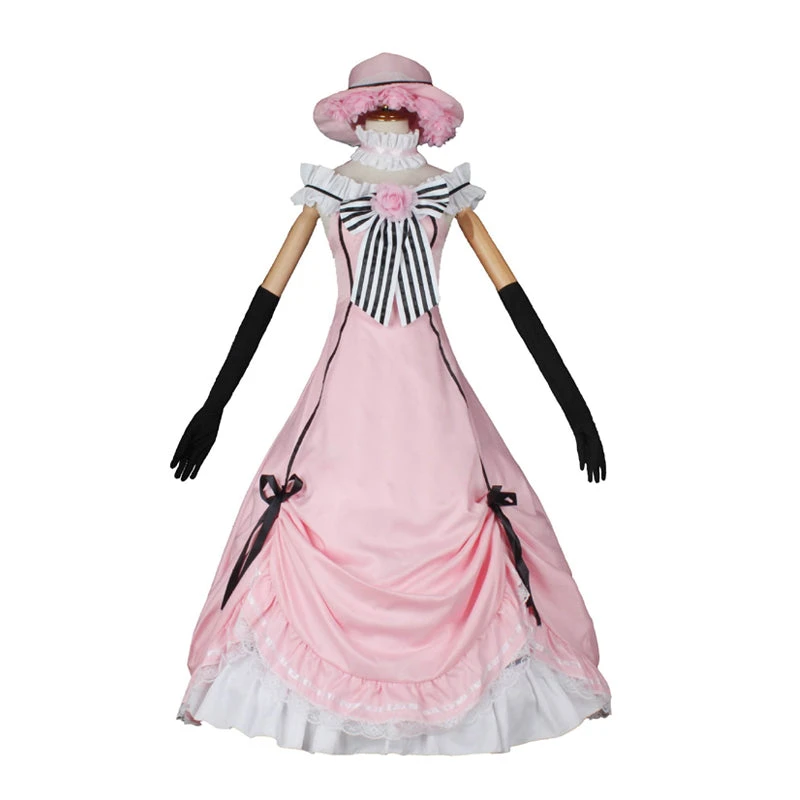 Black Butler Ciel Phantomhive Female Pink Cosplay Costume Lolita Dress With Hat 3 Black Butler Ciel Phantomhive Female Pink Cosplay Costume Lolita Dress With Hat