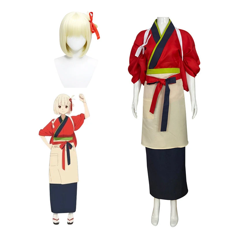 Anime Lycoris Recoil Kimono Dress Costume With Wigs Set Halloween Costume 5 Anime Lycoris Recoil Kimono Dress Costume With Wigs Set Halloween Costume - Image 3