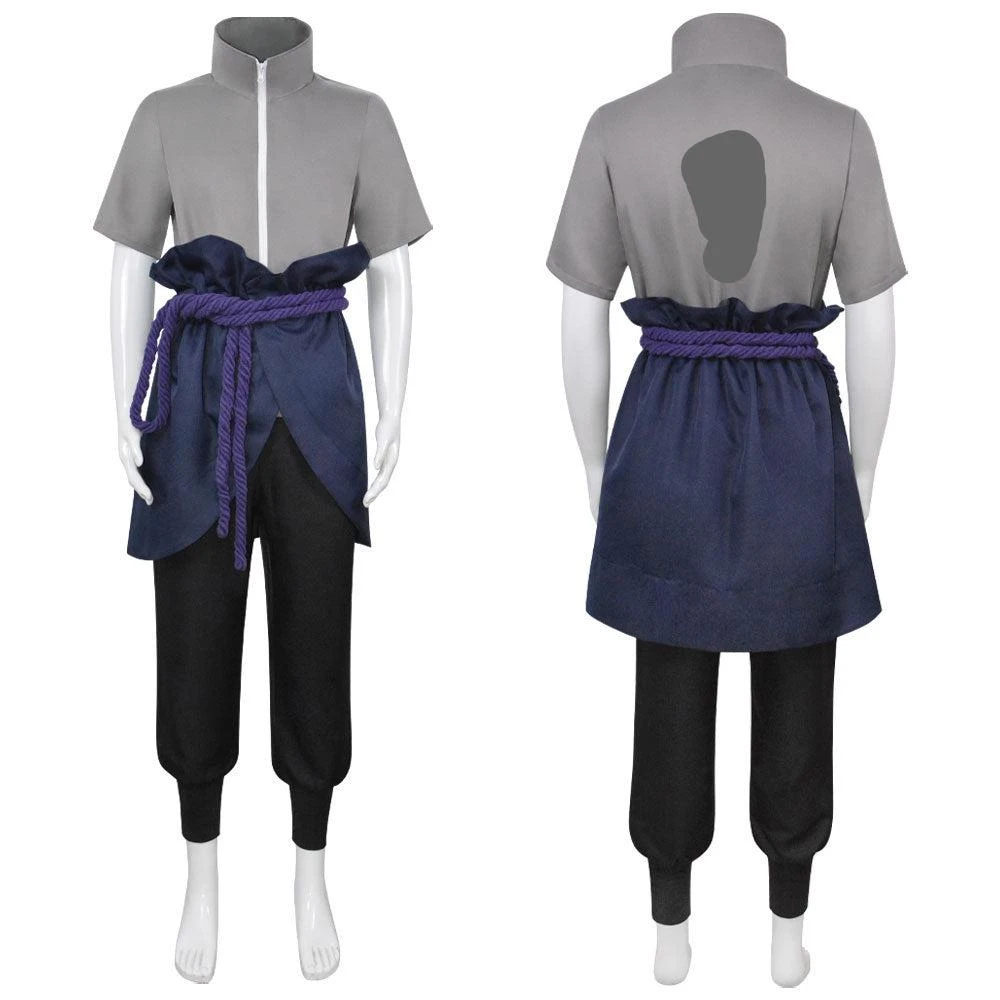 Anime Sasuke Uchiha Grey Costume Outfit Cosplay Costume Kimono Set 4 Anime Sasuke Uchiha Grey Costume Outfit Cosplay Costume Kimono Set - Image 2