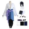 Anime Shippuden Sasuke Uchiha Costume Outfit With Wigs And Accessories Set