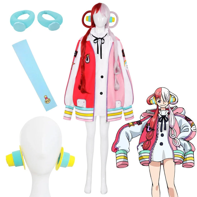 Anime One Piece Film Red Diva Uta Cosplay Costume Halloween Cosplay Outfit Set With Headphone And Jacket 4 Anime One Piece Film Red Diva Uta Cosplay Costume Halloween Cosplay Outfit Set With Headphone And Jacket - Image 2