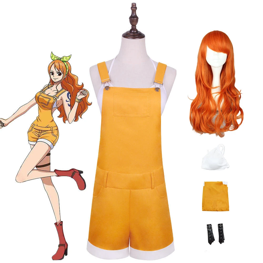 Anime One Piece: Stampede Nami Cosplay Costume Yellow Rompers Cosplay Outfit 3 Anime One Piece: Stampede Nami Cosplay Costume Yellow Rompers Cosplay Outfit