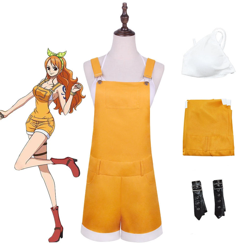Anime One Piece: Stampede Nami Cosplay Costume Yellow Rompers Cosplay Outfit 4 Anime One Piece: Stampede Nami Cosplay Costume Yellow Rompers Cosplay Outfit - Image 2
