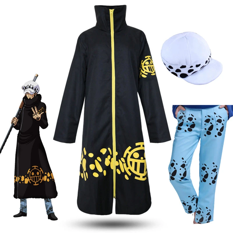 Anime One Piece Trafalgar Law Punk Hazard Arc Costume Full Set Cloak Pants And Hat Set Halloween Carnival Outfit Set 3 Anime One Piece Trafalgar Law Punk Hazard Arc Costume Full Set Cloak Pants And Hat Set Halloween Carnival Outfit Set