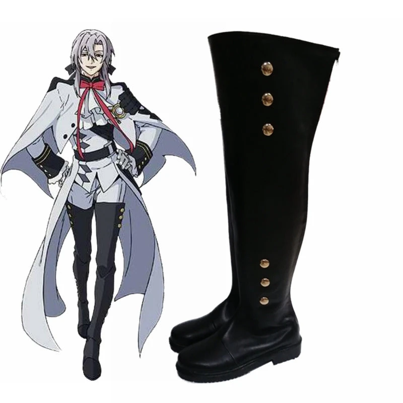 Anime Seraph Of The End Owari No Seraph Mikaela Hyakuya /Ferid Bathory Cosplay Black Boots 3 Anime Seraph Of The End Owari No Seraph Mikaela Hyakuya /Ferid Bathory Cosplay Black Boots