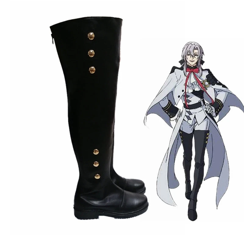 Anime Seraph Of The End Owari No Seraph Mikaela Hyakuya /Ferid Bathory Cosplay Black Boots 5 Anime Seraph Of The End Owari No Seraph Mikaela Hyakuya /Ferid Bathory Cosplay Black Boots - Image 3