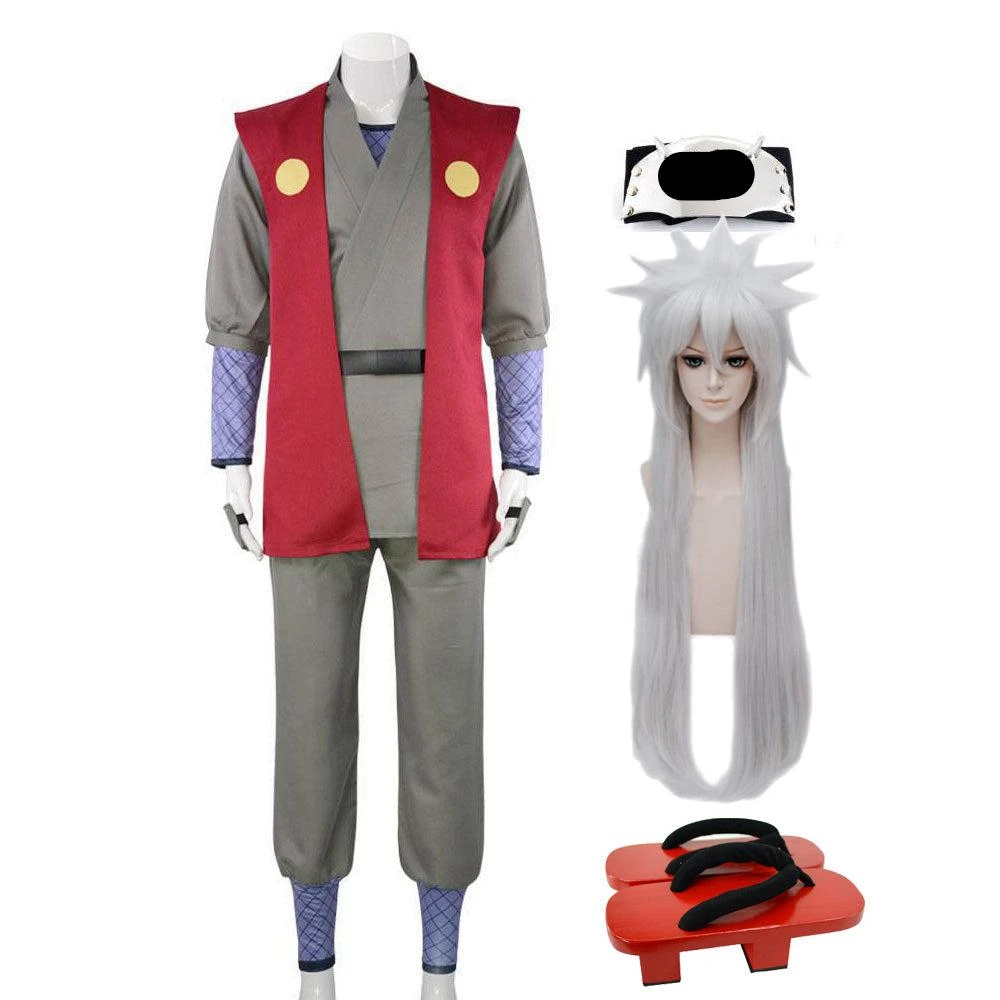 Anime Sannin Toad Sage Jiraiya Cosplay Costume Full Set With Wigs And Clogs Sandals And Headband 3 Anime Sannin Toad Sage Jiraiya Cosplay Costume Full Set With Wigs And Clogs Sandals And Headband