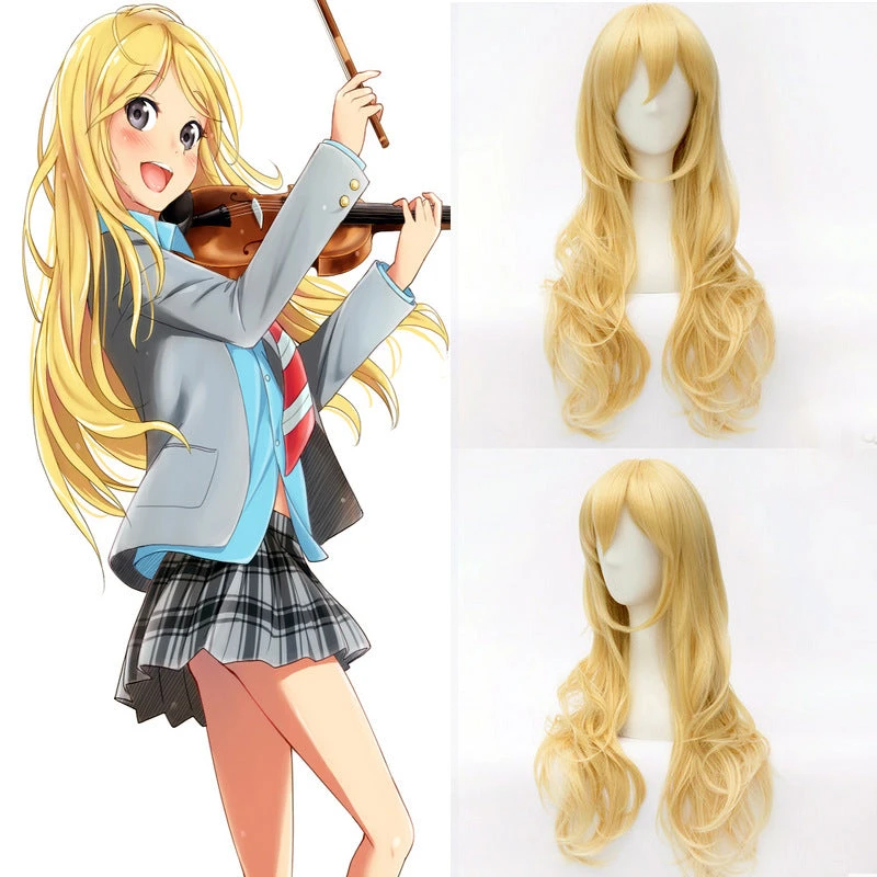 Anime Your Lie In April Cosplay Kaori Miyazono Cosplay Wigs Long Golden Wigs 3 Anime Your Lie In April Cosplay Kaori Miyazono Cosplay Wigs Long Golden Wigs