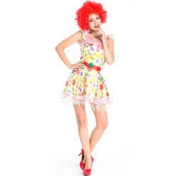 Candy Color Clown Cosplay Costume For Halloween Party Performance