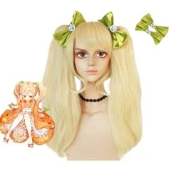 Danganronpa 2: Goodbye Despair Hiyoko Saionji Costume Wigs With Bows Costume Accessories