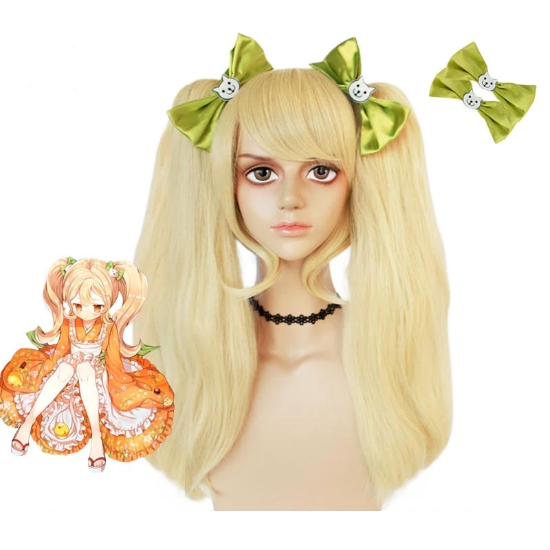 Danganronpa 2: Goodbye Despair Hiyoko Saionji Costume Wigs With Bows Costume Accessories 3 Danganronpa 2: Goodbye Despair Hiyoko Saionji Costume Wigs With Bows Costume Accessories