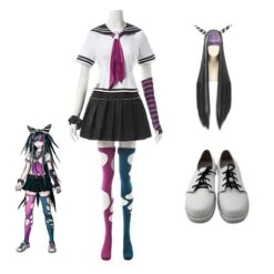 Danganronpa 2: Goodbye Despair Ibuki Mioda Whole Set Costume Uniform With Wigs And Costume Shoes Halloween Party Outfit