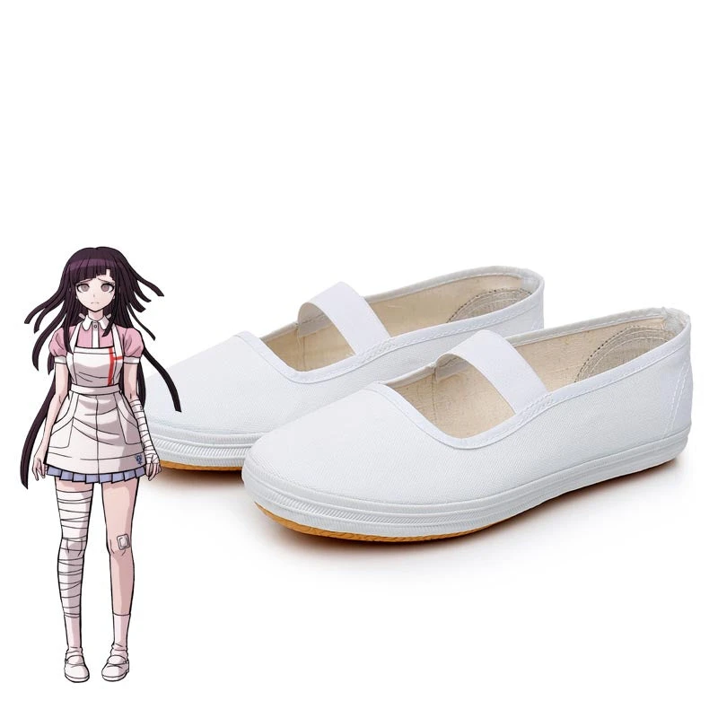 Danganronpa 2: Goodbye Despair Mikan Tsumiki Costume Shoes White Canvas Shoes 3 Danganronpa 2: Goodbye Despair Mikan Tsumiki Costume Shoes White Canvas Shoes
