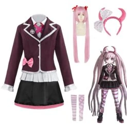 Danganronpa Another Episode: Ultra Despair Girls Kotoko Utsugi Costume Uniform WIth Wigs Halloween Costume Set