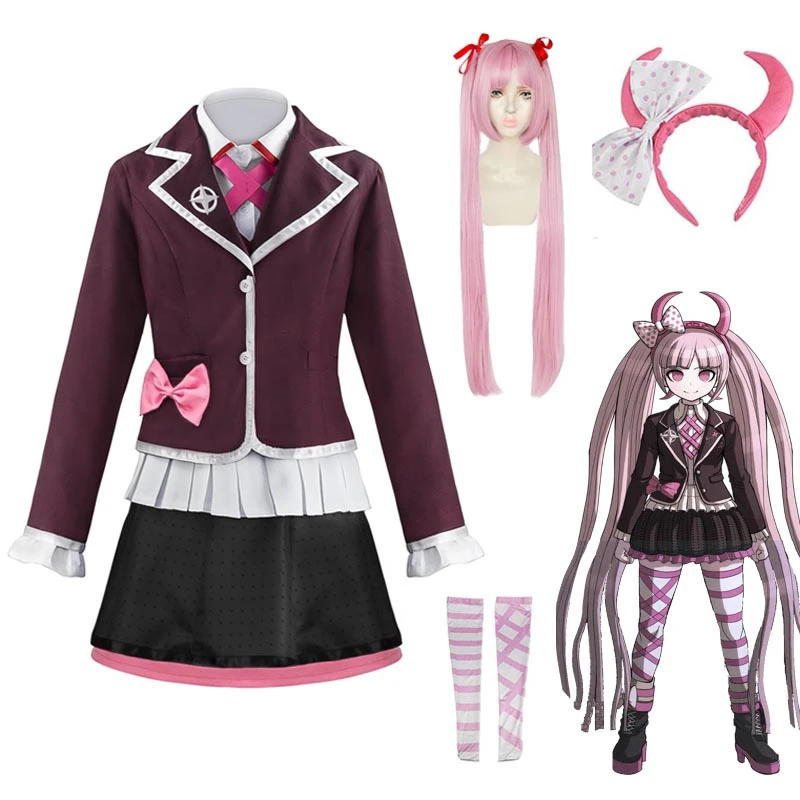 Danganronpa Another Episode: Ultra Despair Girls Kotoko Utsugi Costume Uniform WIth Wigs Halloween Costume Set 3 Danganronpa Another Episode: Ultra Despair Girls Kotoko Utsugi Costume Uniform WIth Wigs Halloween Costume Set