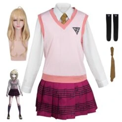 Danganronpa V3: Killing Harmony Akamatsu Kaede Costume Uniform With Wigs Halloween Costume Set