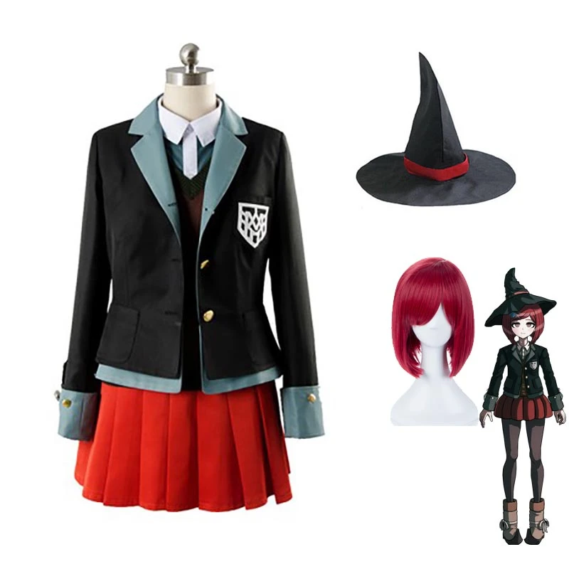 Danganronpa V3: Killing Harmony Himiko Yumeno Costume Uniform With Hat And Wigs Halloween Costume Set 3 Danganronpa V3: Killing Harmony Himiko Yumeno Costume Uniform With Hat And Wigs Halloween Costume Set