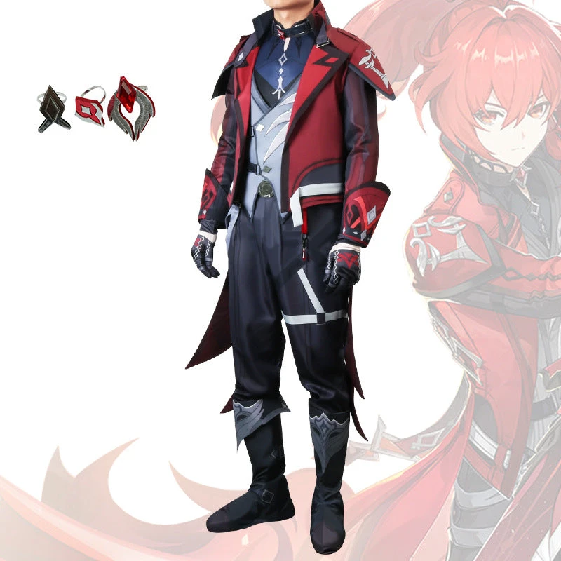 Genshin Impact Diluc Skin Costume Red Dead Of Night Costume With Wigs Set 9 Genshin Impact Diluc Skin Costume Red Dead Of Night Costume With Wigs Set - Image 7