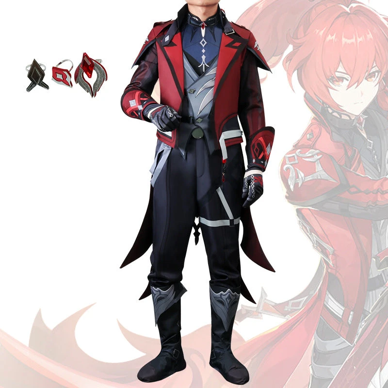 Genshin Impact Diluc Skin Costume Red Dead Of Night Costume With Wigs Set 10 Genshin Impact Diluc Skin Costume Red Dead Of Night Costume With Wigs Set - Image 8