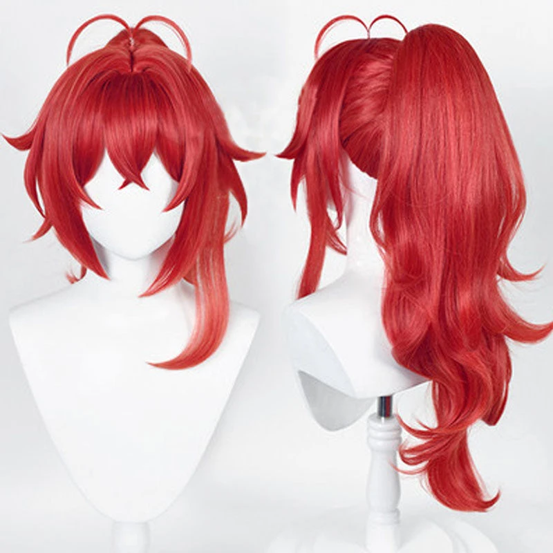 Genshin Impact Diluc Skin Costume Red Dead Of Night Cosplay Wigs High Ponytail Red Wigs 4 Genshin Impact Diluc Skin Costume Red Dead Of Night Cosplay Wigs High Ponytail Red Wigs - Image 2