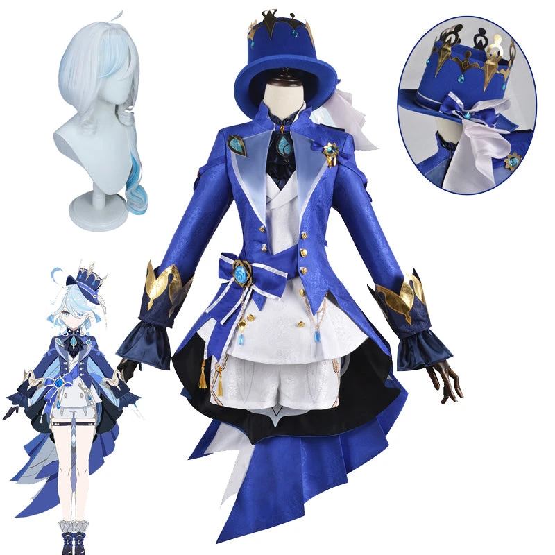 Genshin Impact God Of Justice Focalors Cosplay Costume Full Set Halloween Costume Suit 3 Genshin Impact God Of Justice Focalors Cosplay Costume Full Set Halloween Costume Suit