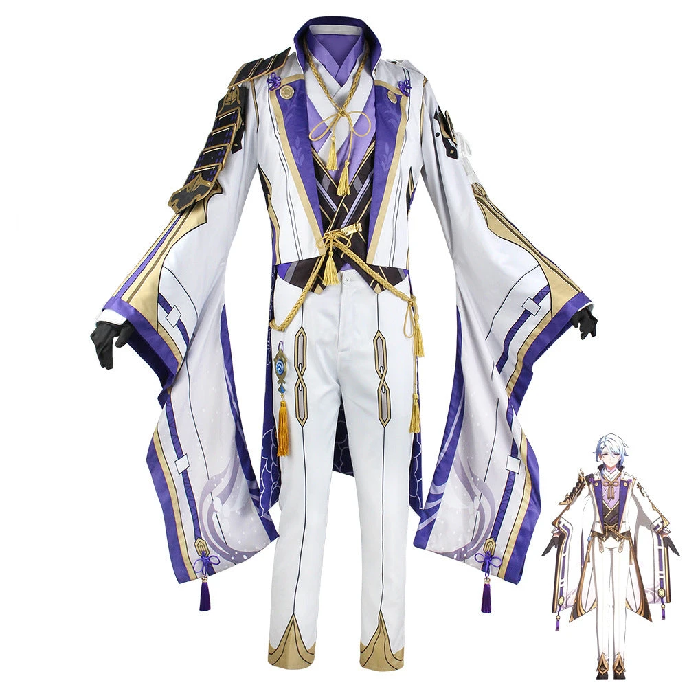 Genshin Impact Kamisato Ayato Costume Full Set Deluxe Halloween Costume Outfit 3 Genshin Impact Kamisato Ayato Costume Full Set Deluxe Halloween Costume Outfit