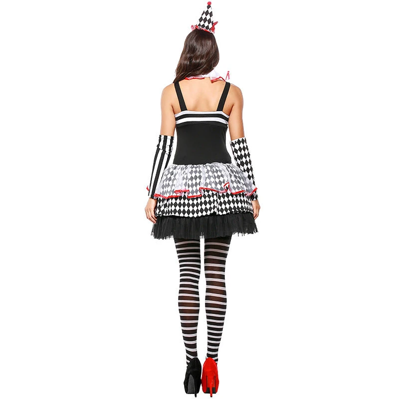 Halloween Clown Jester Cosplay Costume Dress For Women 4 Halloween Clown Jester Cosplay Costume Dress For Women - Image 2