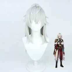 Honkai: Star Rail Jing Yuan Costume Wigs White Ponytail Wigs Accessories