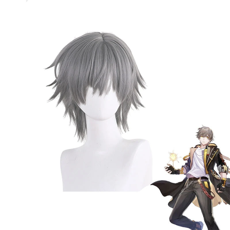 Honkai: Star Rail Trailblazer Caelus Costume Wigs Grey Short Wigs 3 Honkai: Star Rail Trailblazer Caelus Costume Wigs Grey Short Wigs